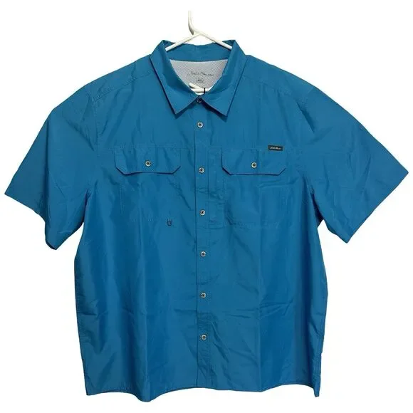 Eddie Bauer Men’s XXL Shirt Blue Vented Fishing Hiking Outdoors New - Picture 1 of 4